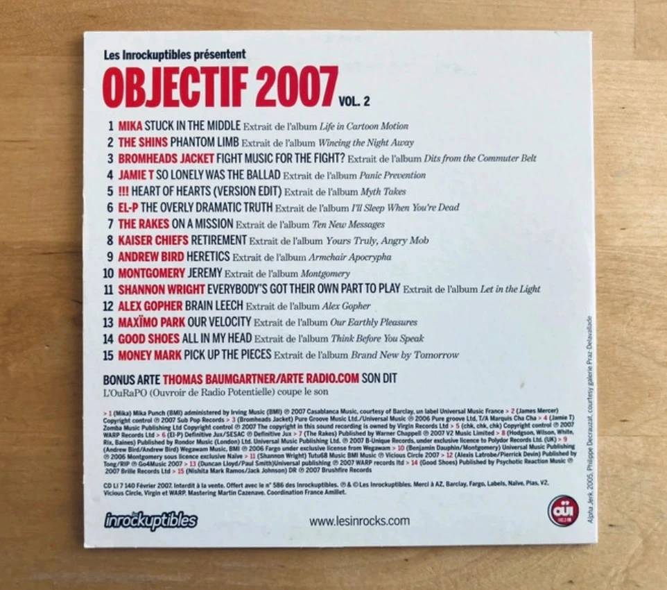 CD sampler Les Inrocks objectif 2007 vol 2. – photo 2